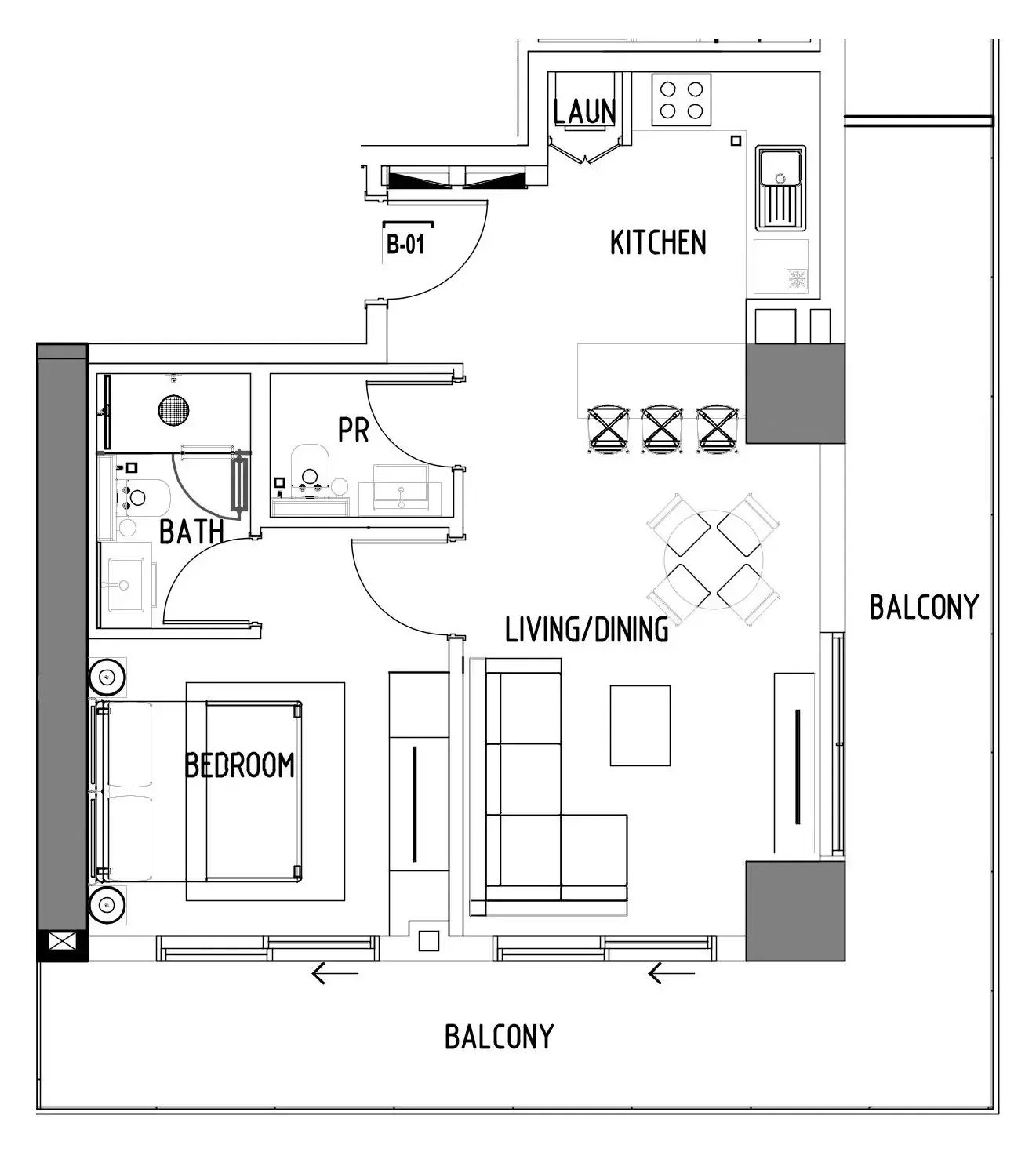 1 bedroom layout