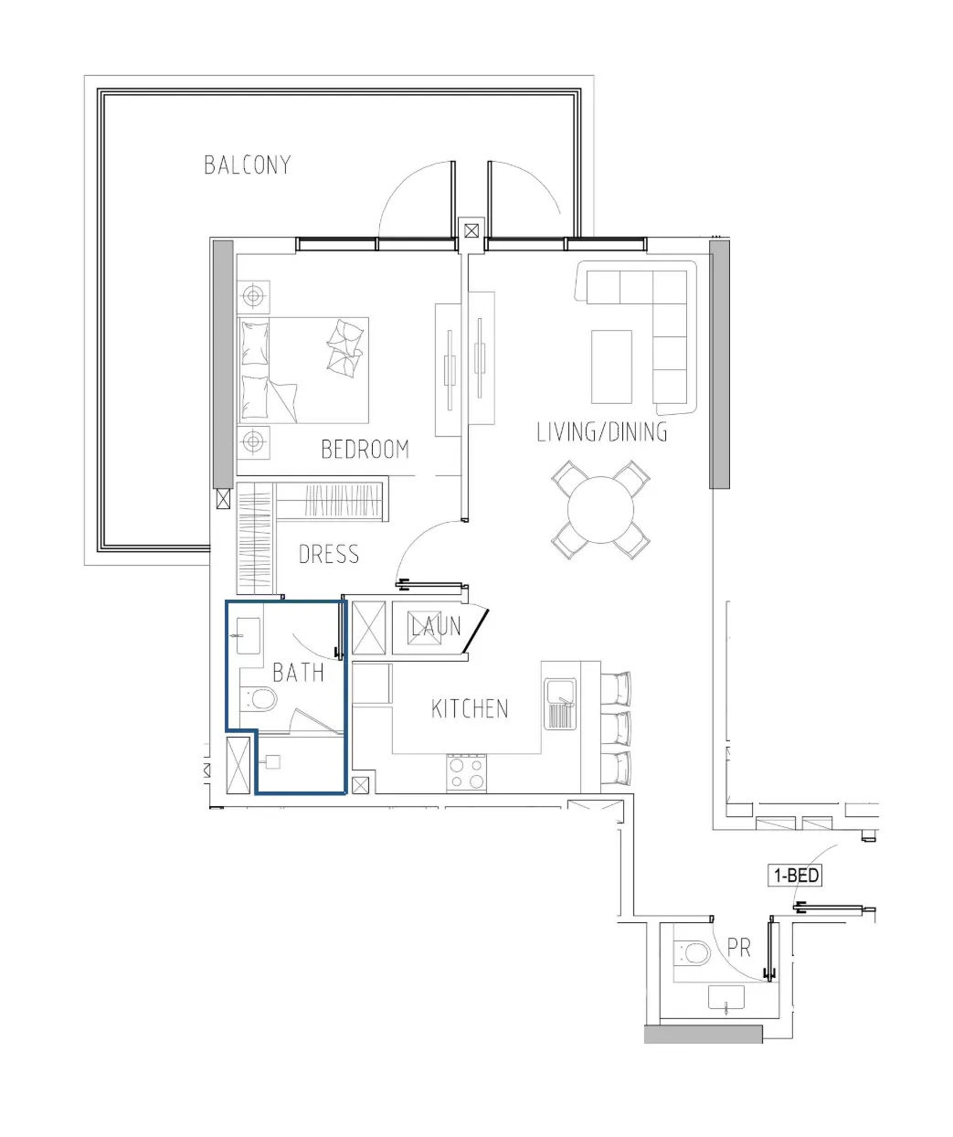 1 bedroom layout