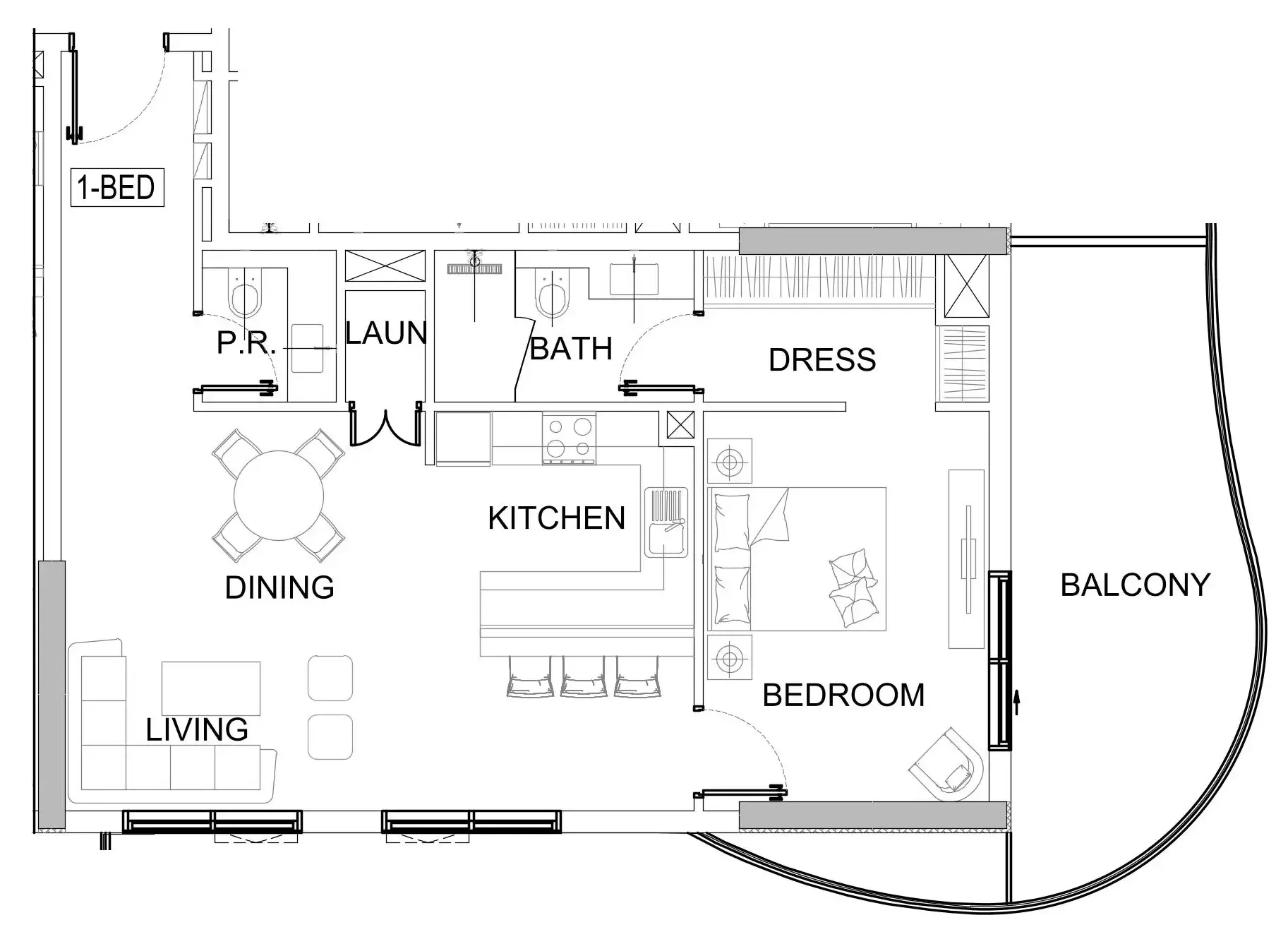 1 bedroom layout