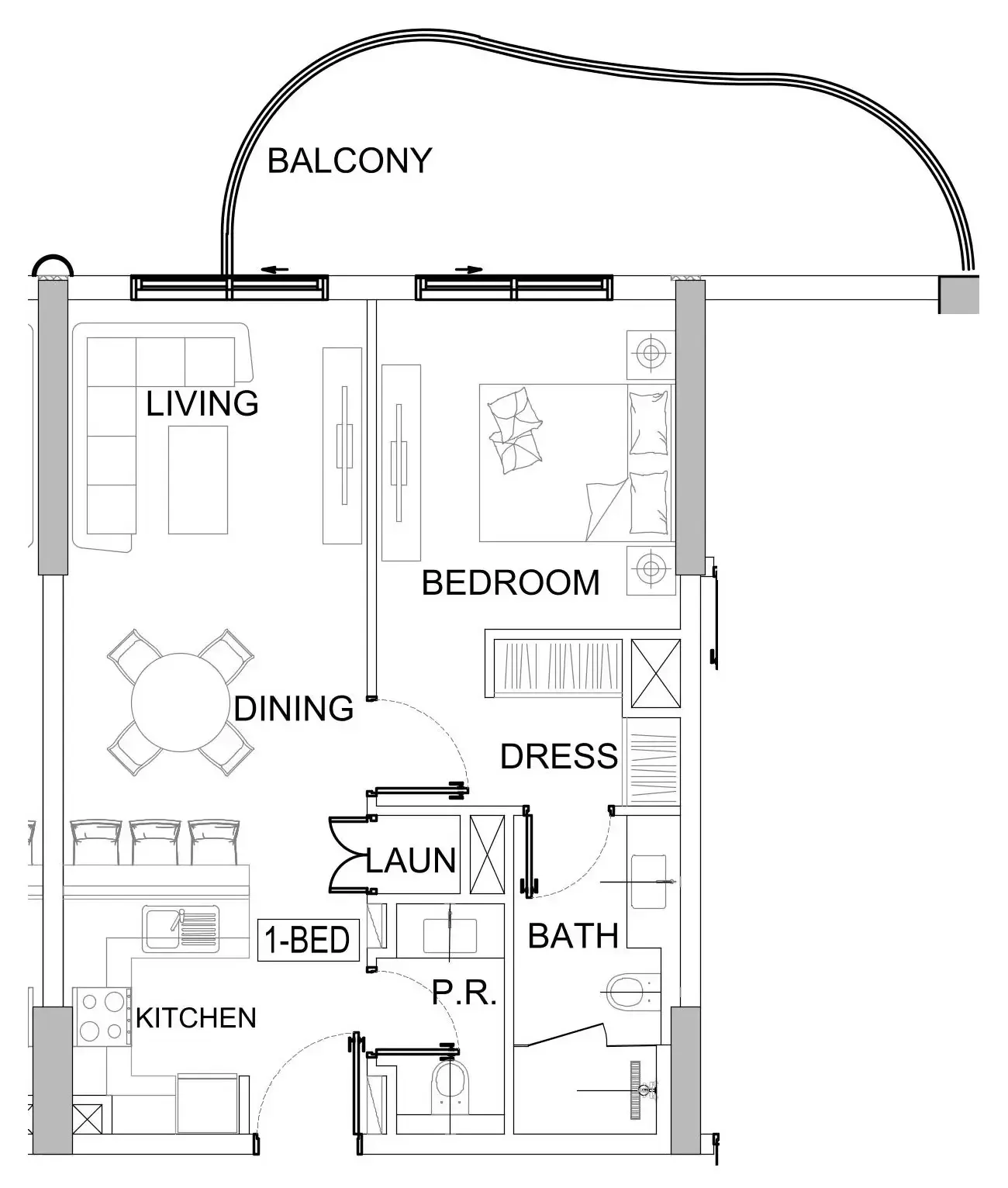1 bedroom layout