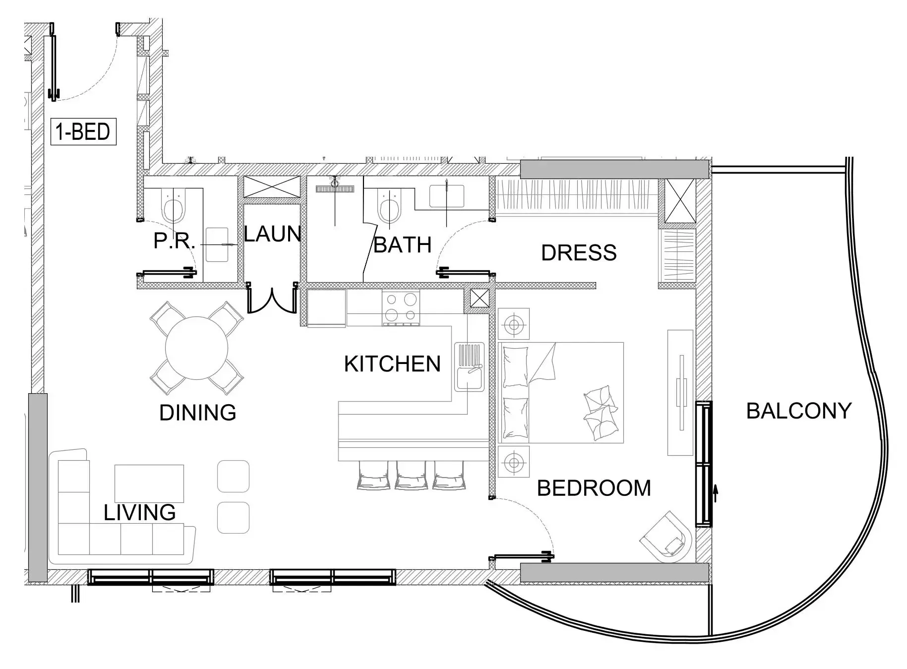 1 bedroom layout