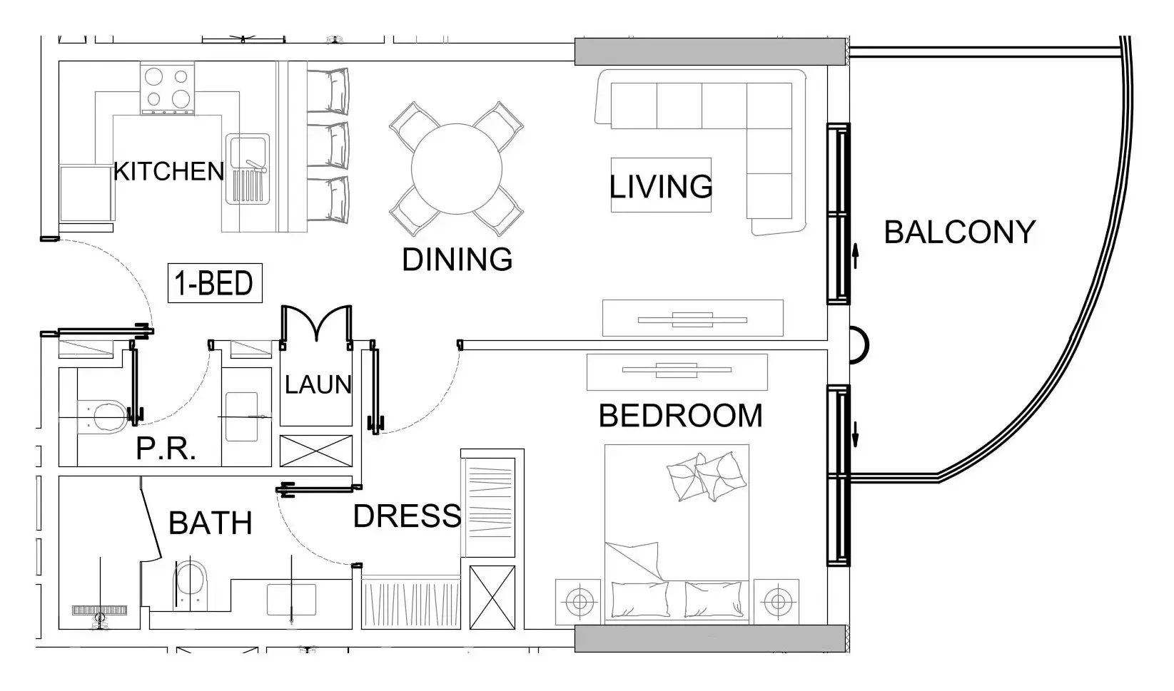 1 bedroom layout