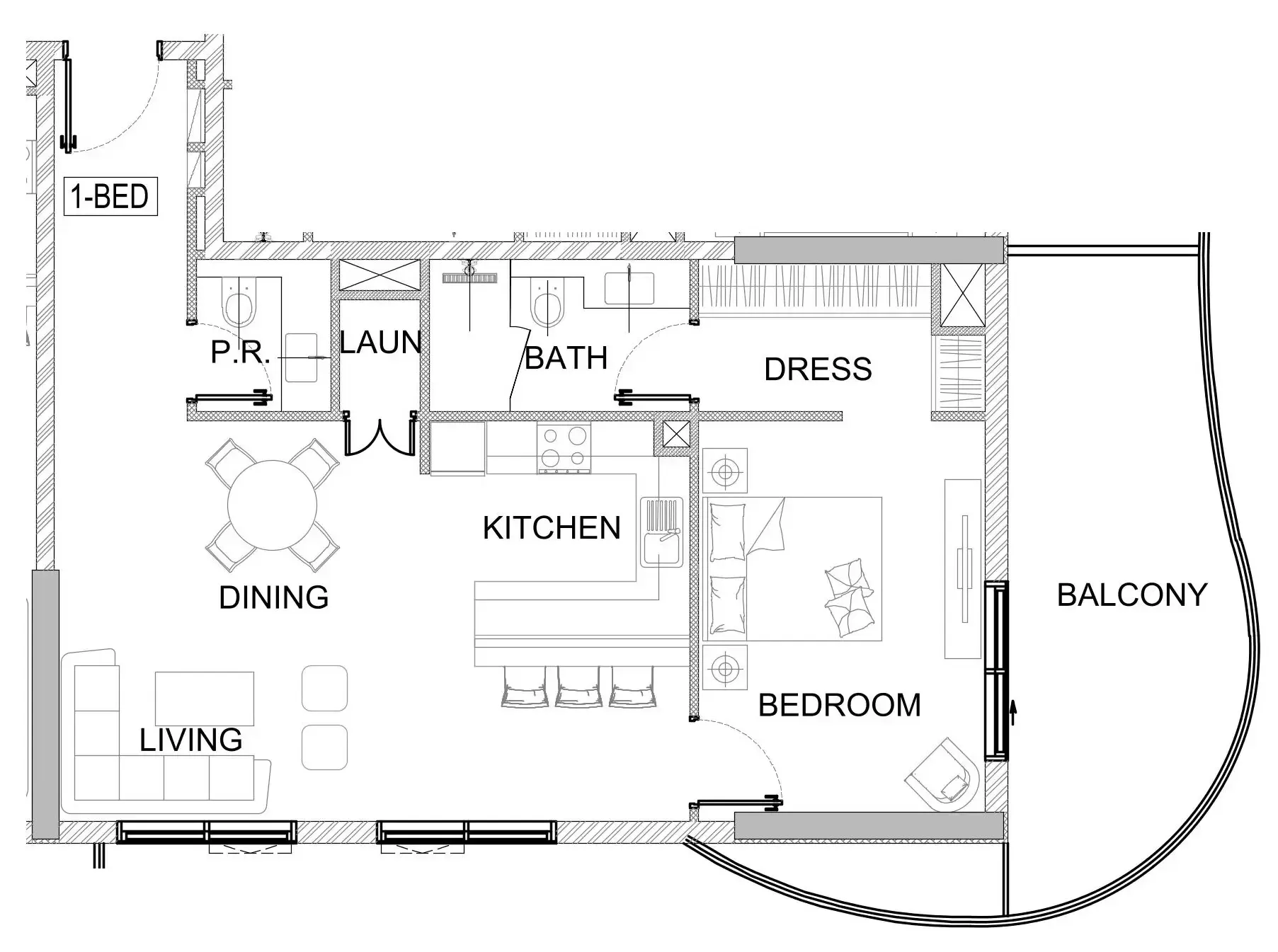 1 bedroom layout