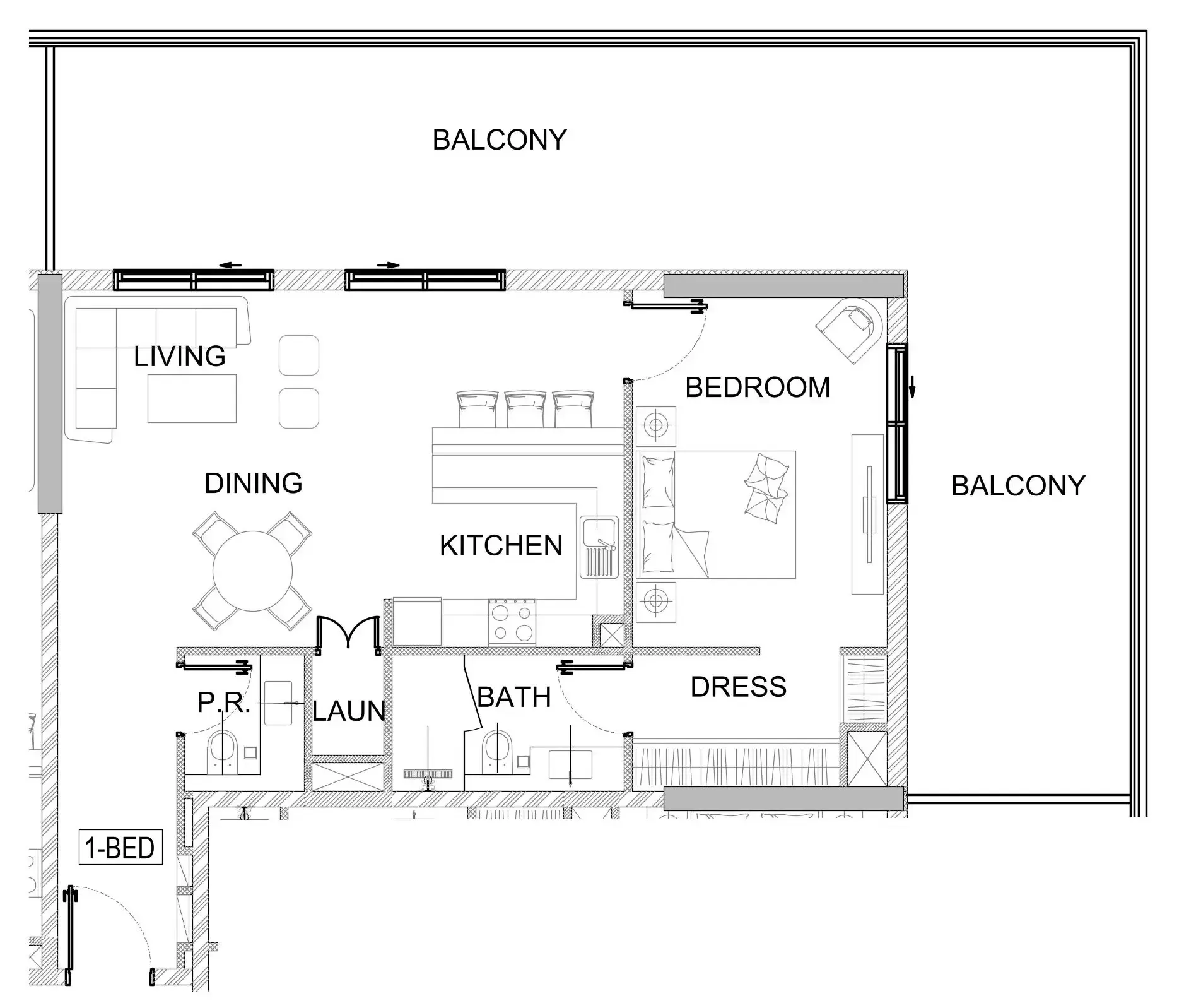 1 bedroom layout