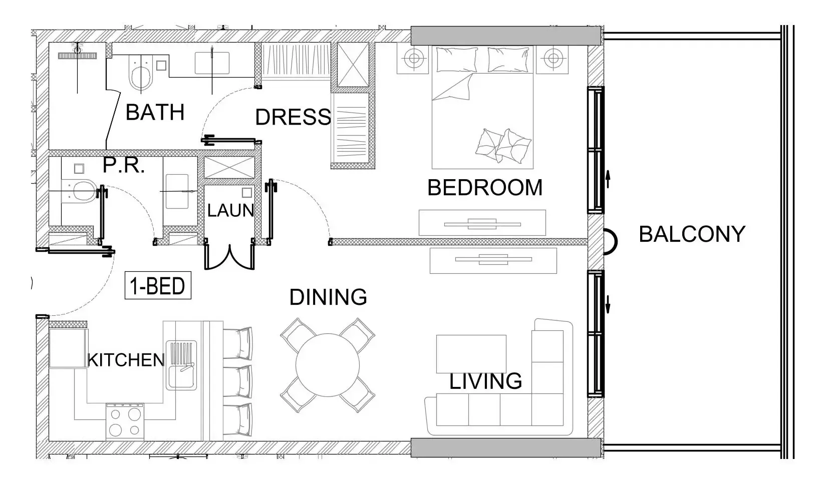 1 bedroom layout