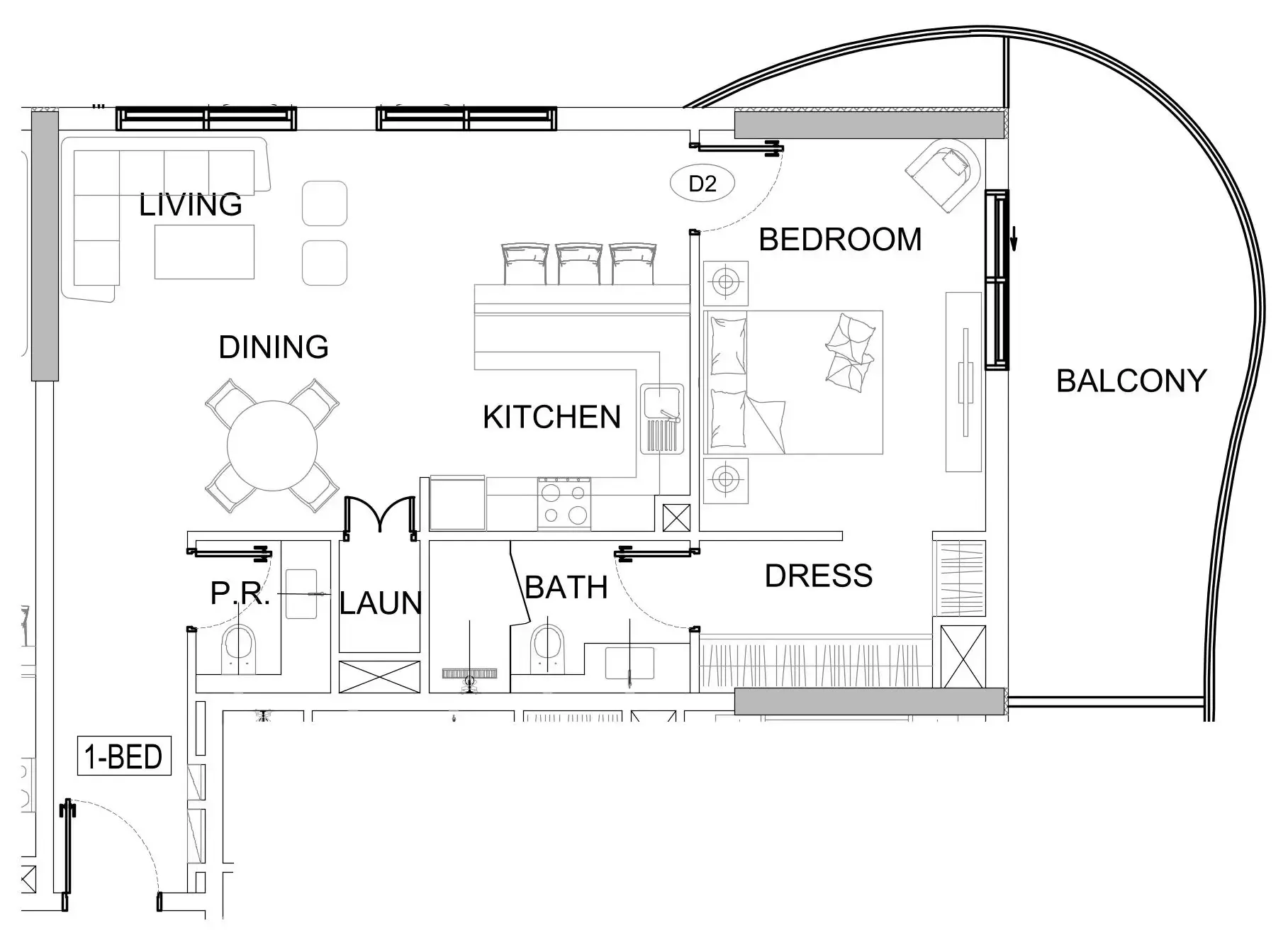1 bedroom layout