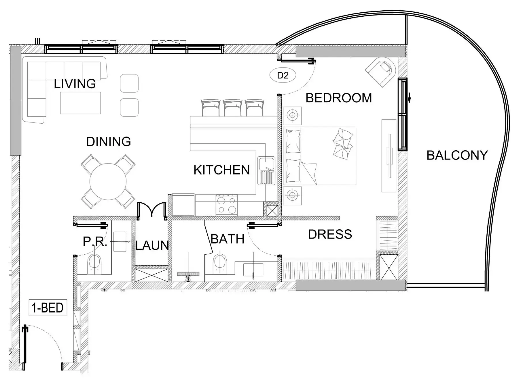 1 bedroom layout