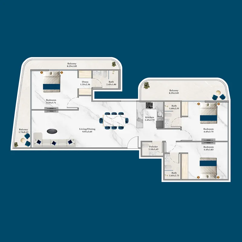 3 bedroom layout