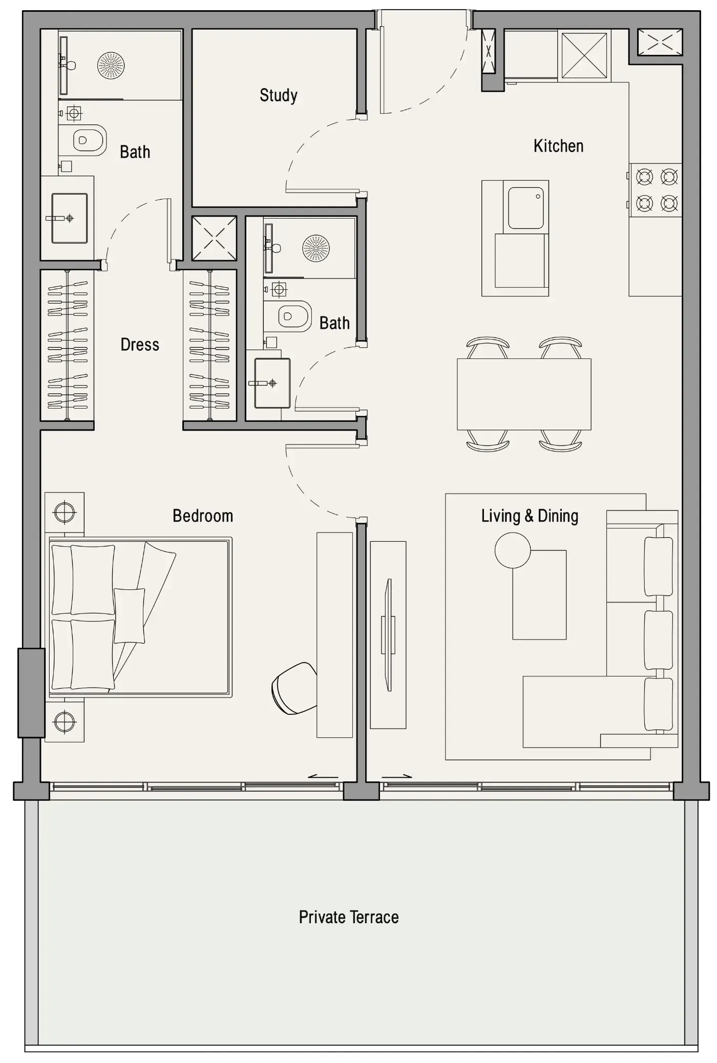 1 bedroom layout