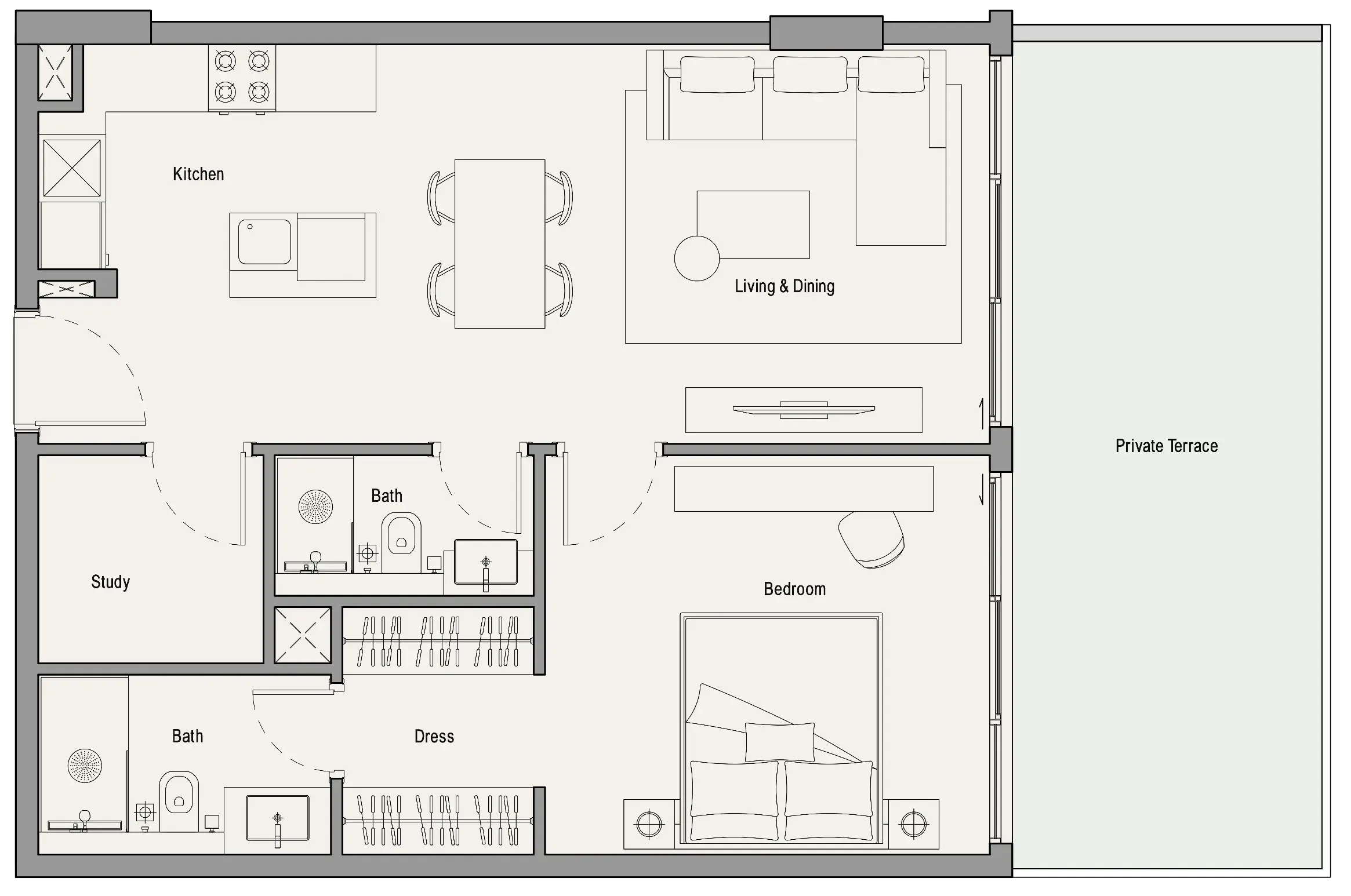 1 bedroom layout