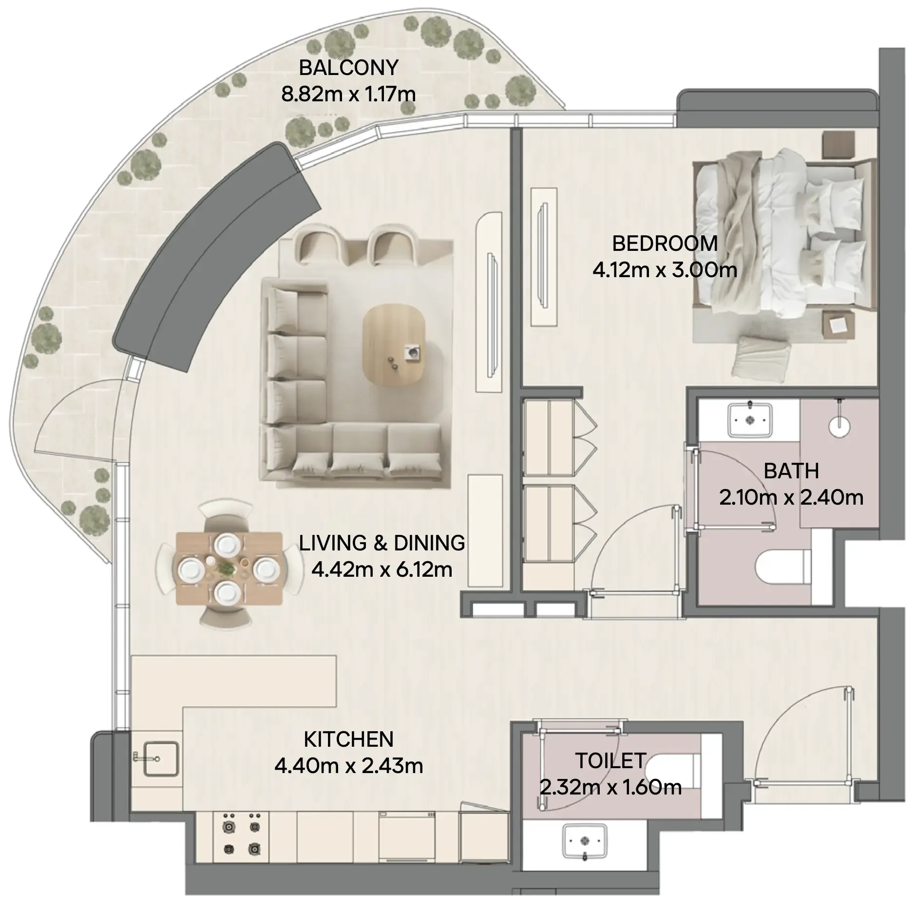 1 bedroom layout