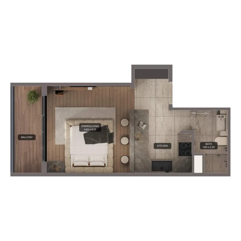 0 bedroom layout