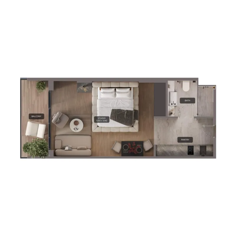 0 bedroom layout