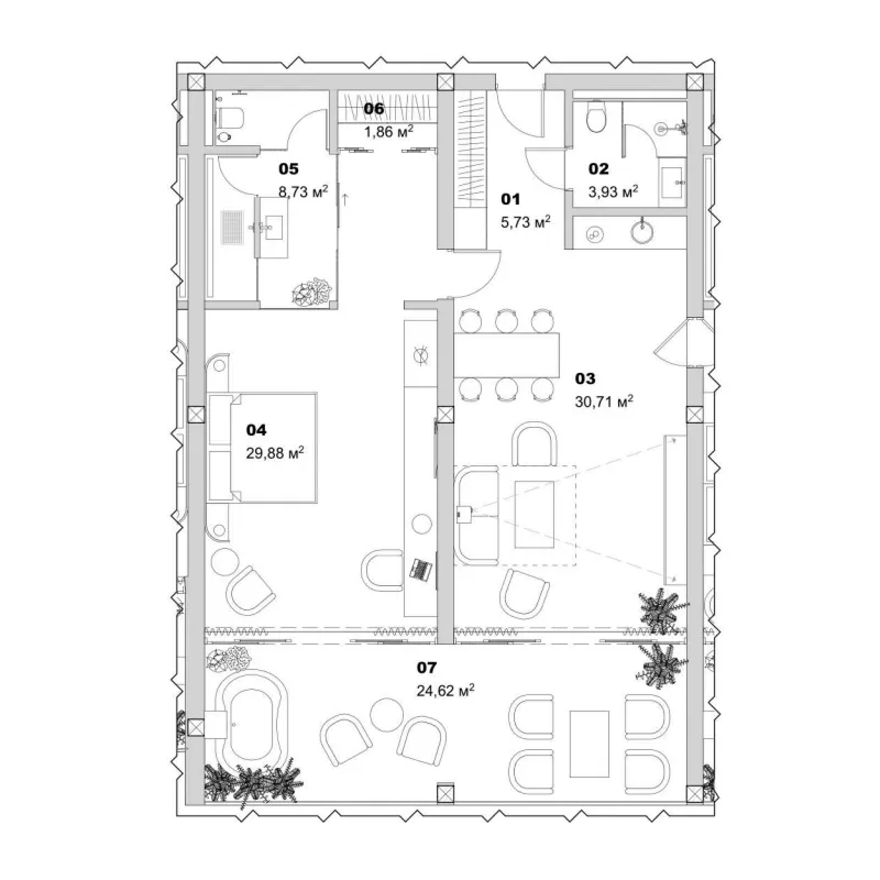 1 bedroom layout