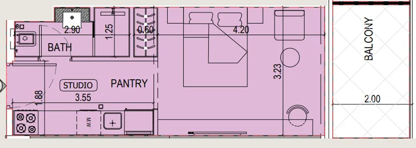0 bedroom layout