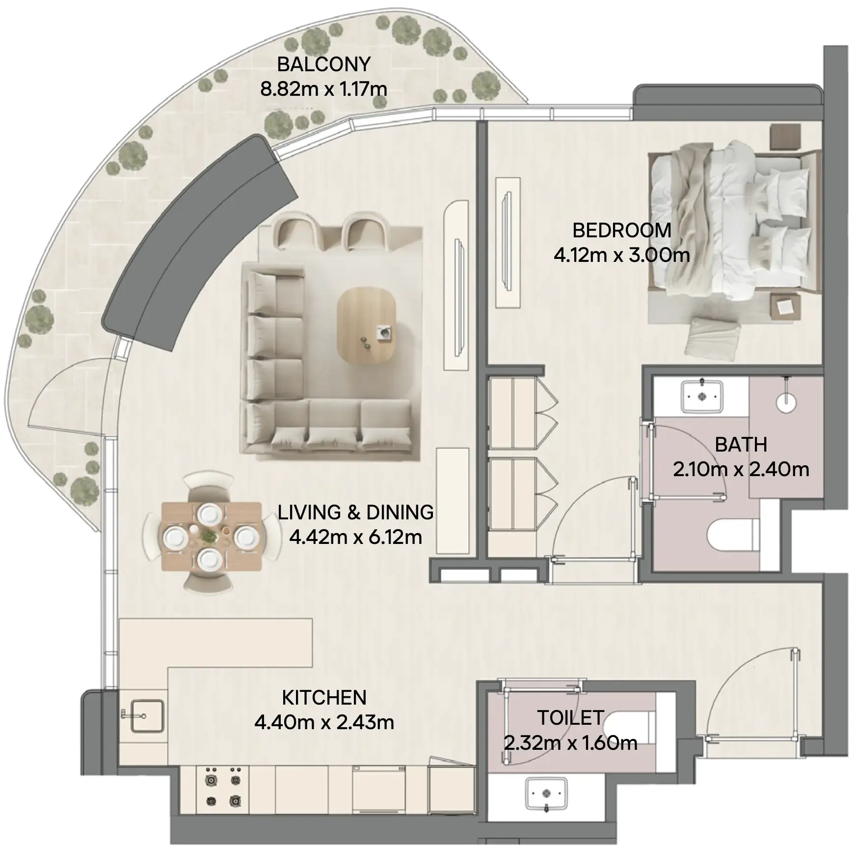 1 bedroom layout