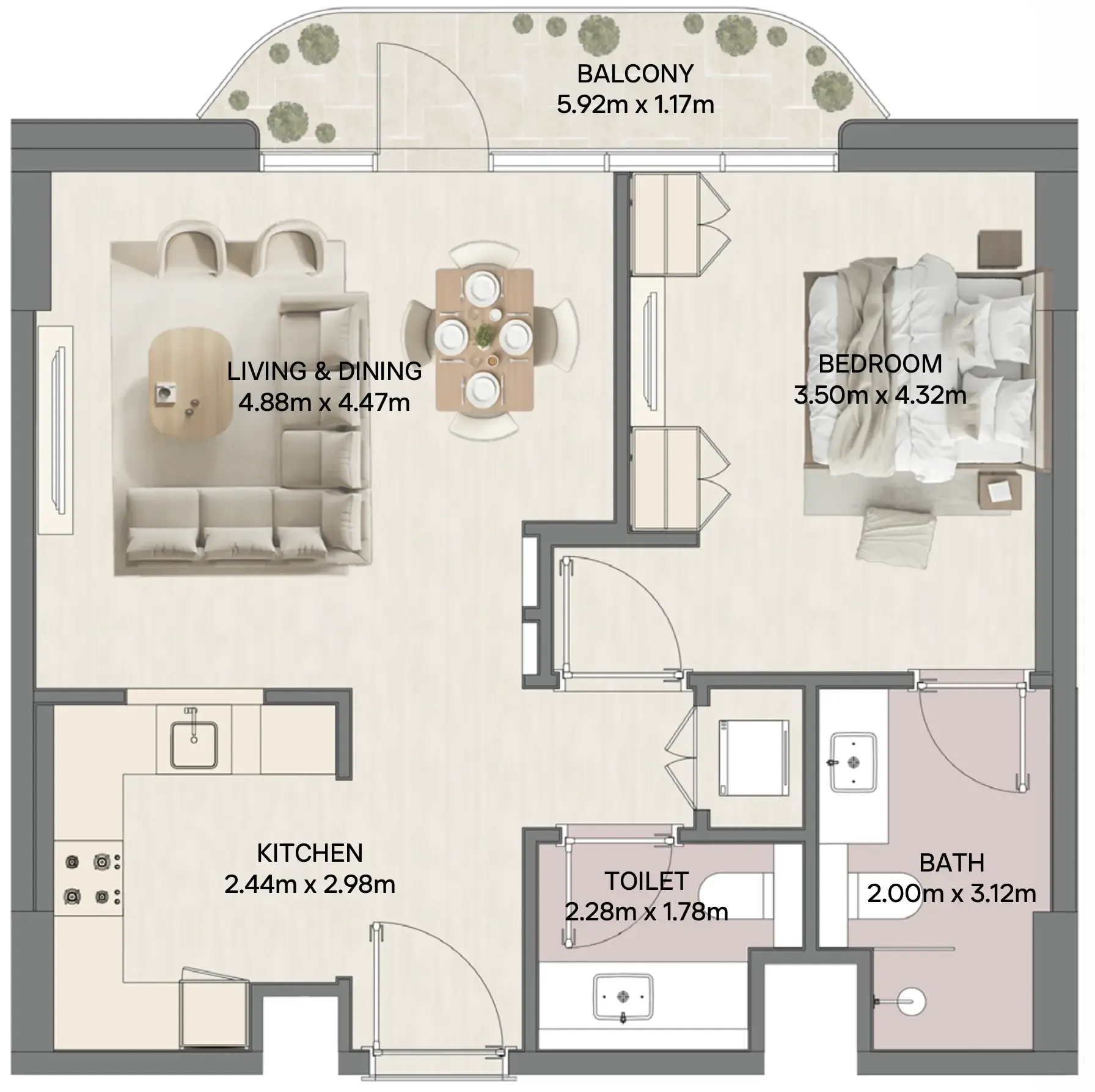 1 bedroom layout