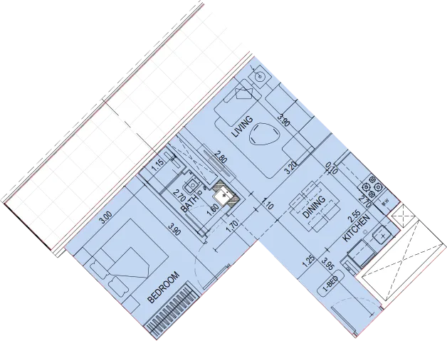 1 bedroom layout