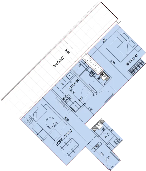 1 bedroom layout