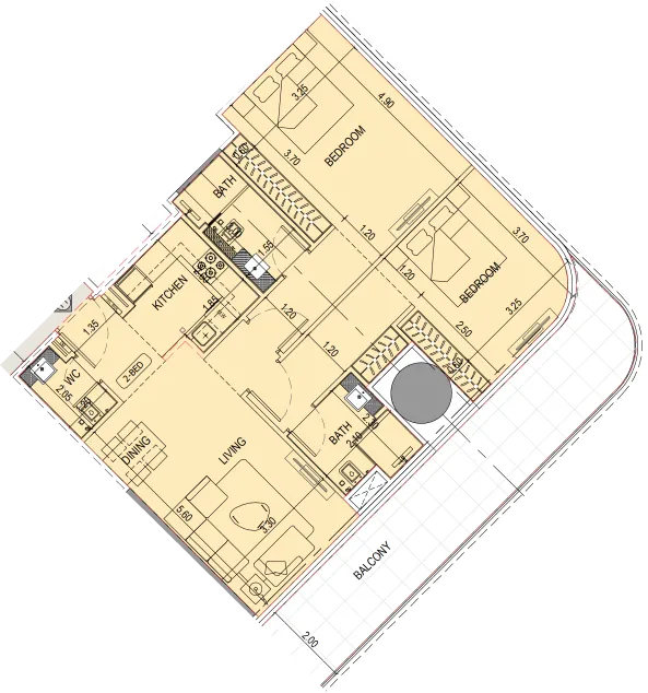 2 bedroom layout