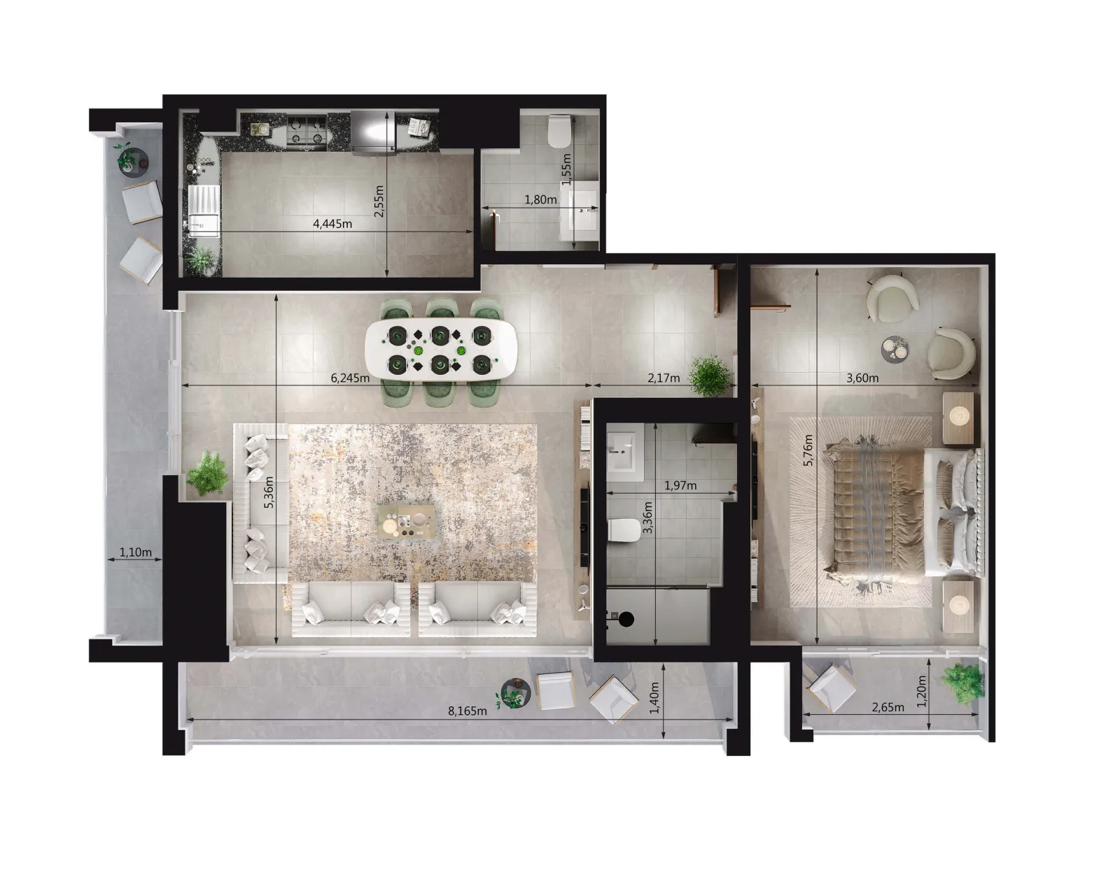 1 bedroom layout