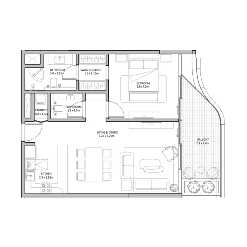 1 bedroom layout