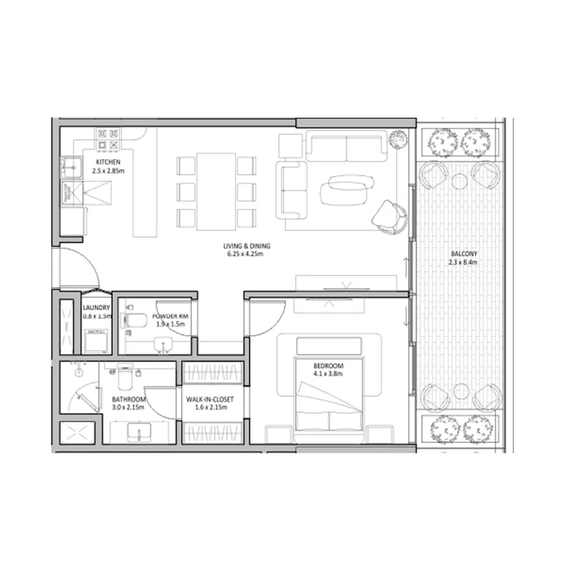 1 bedroom layout