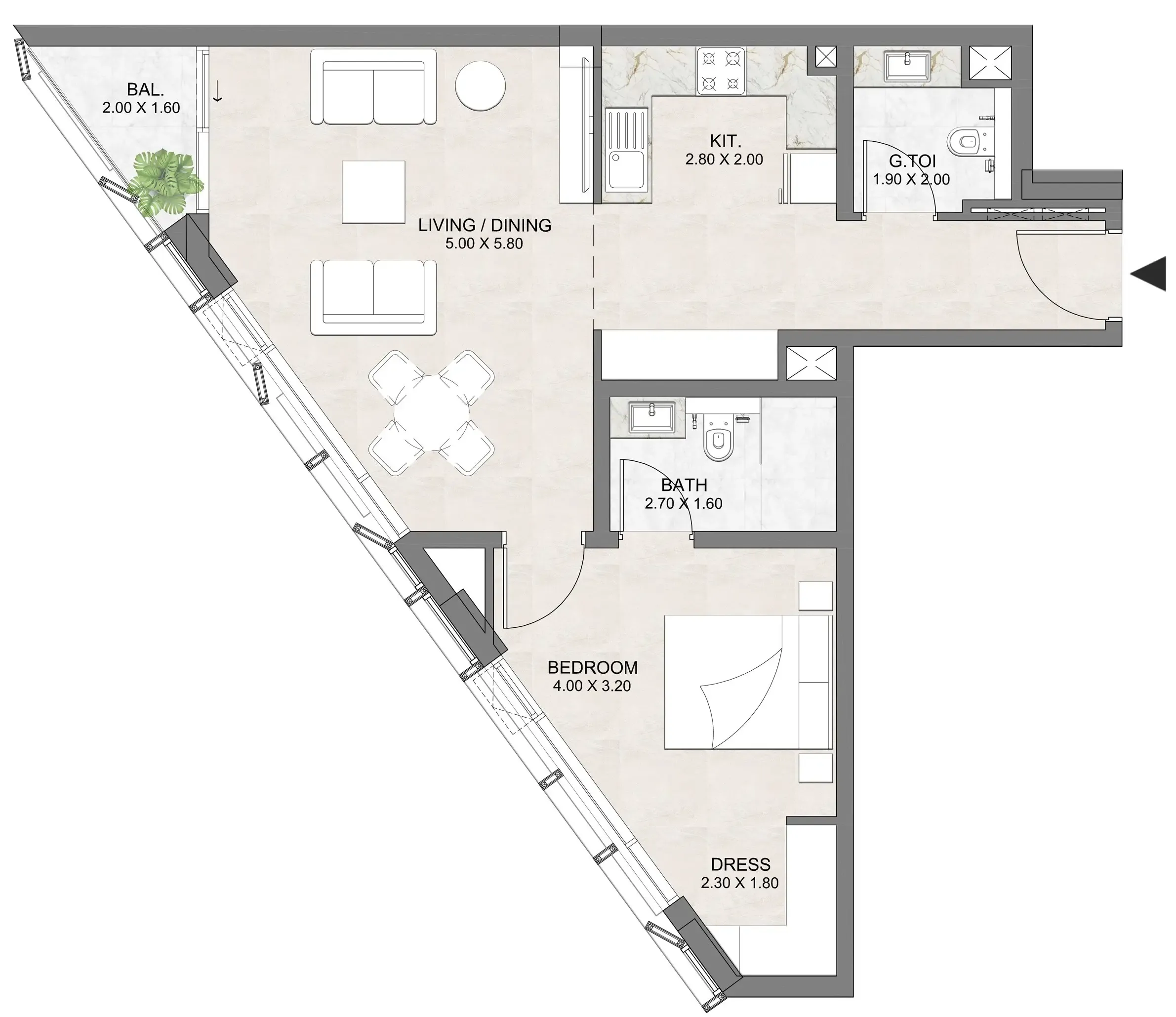 1 bedroom layout