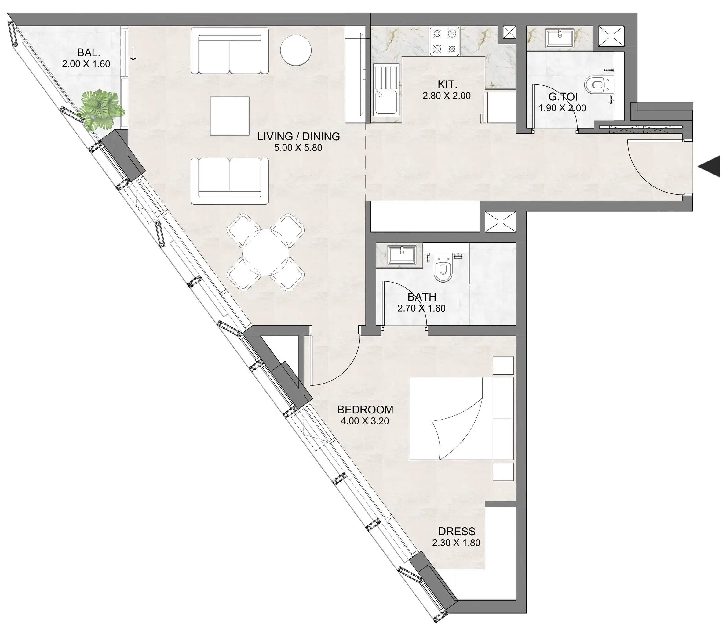 1 bedroom layout