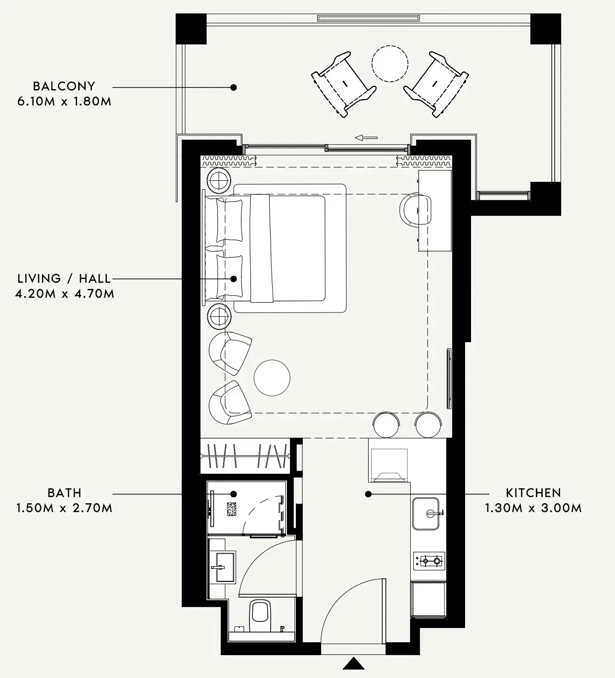 0 bedroom layout