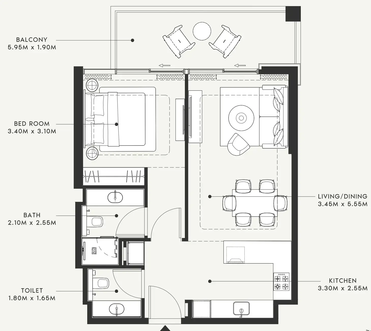 1 bedroom layout