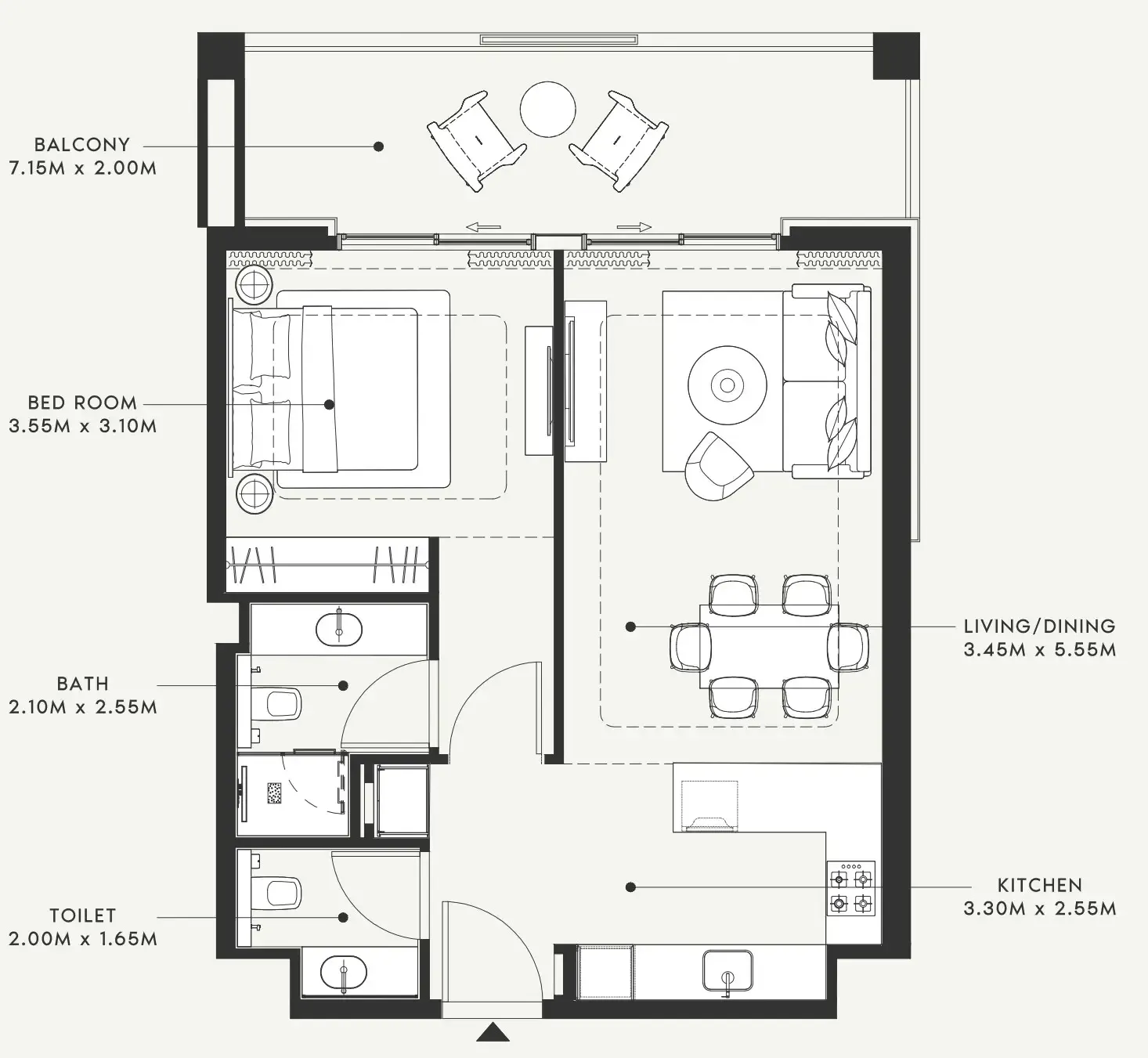 1 bedroom layout