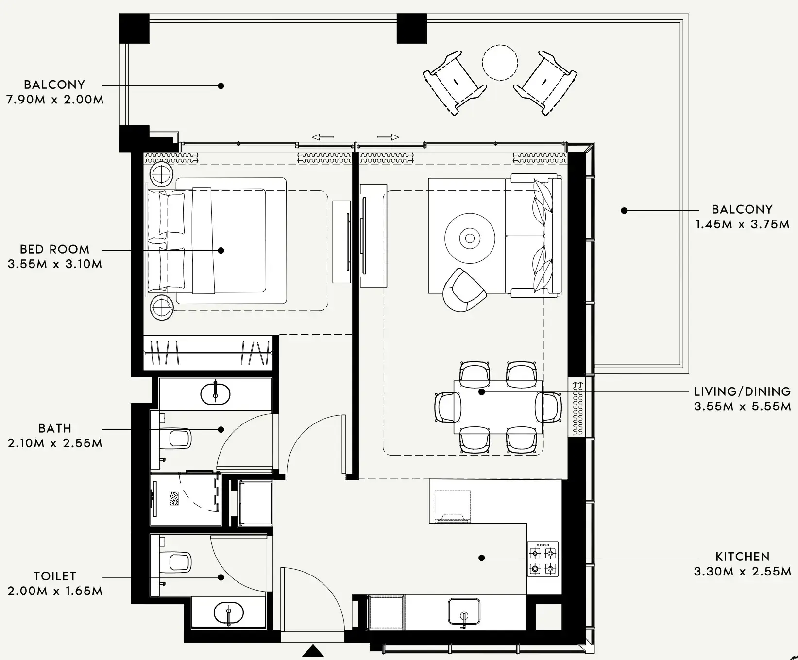 1 bedroom layout
