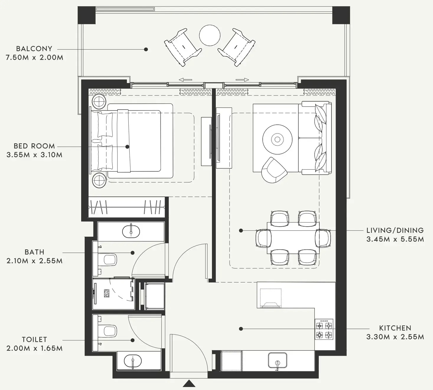 1 bedroom layout