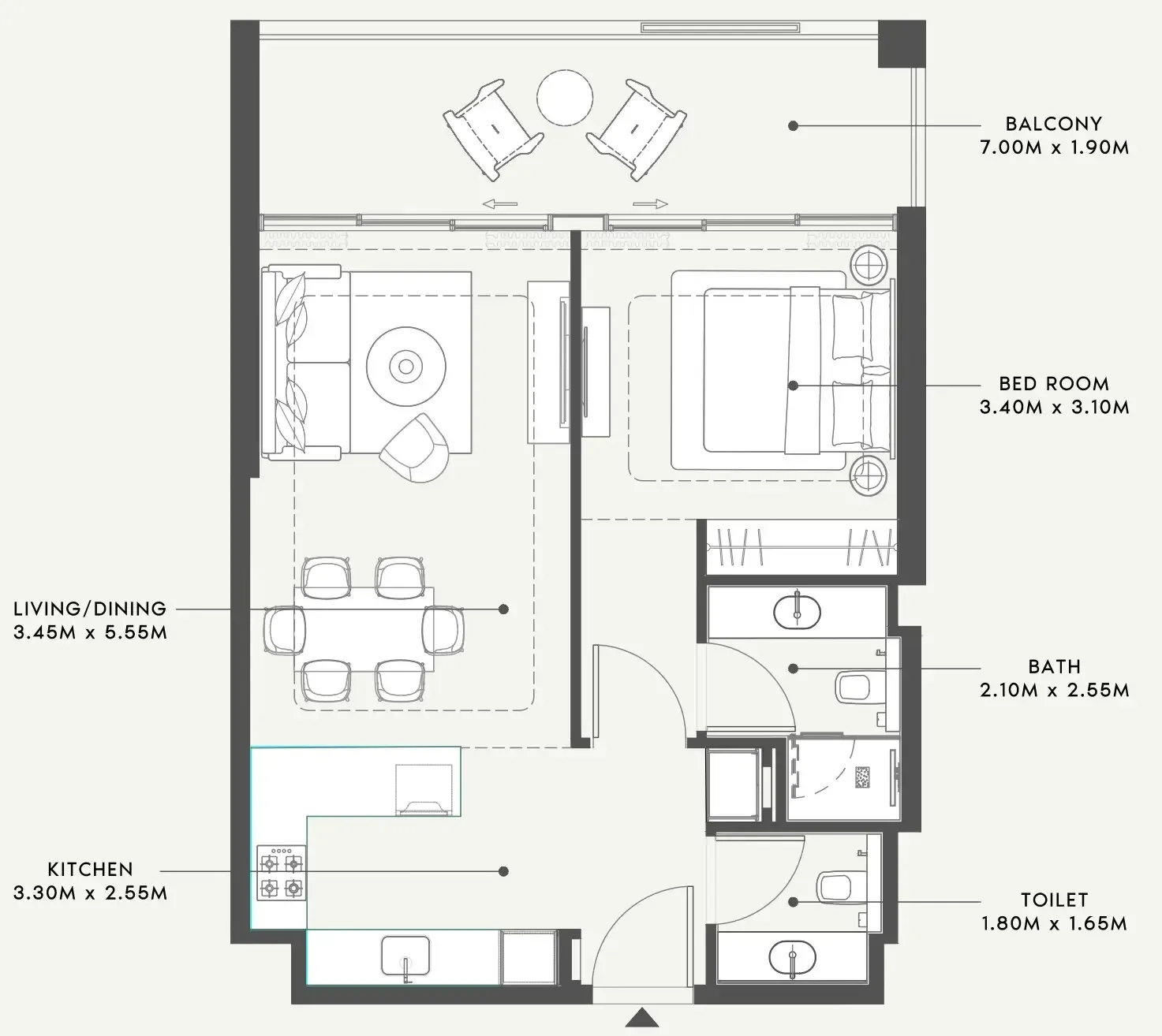 1 bedroom layout