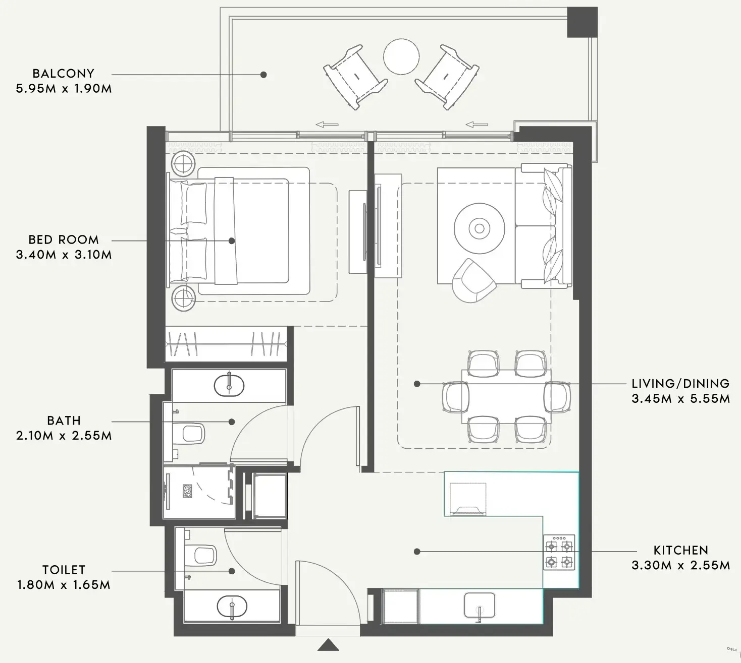 1 bedroom layout