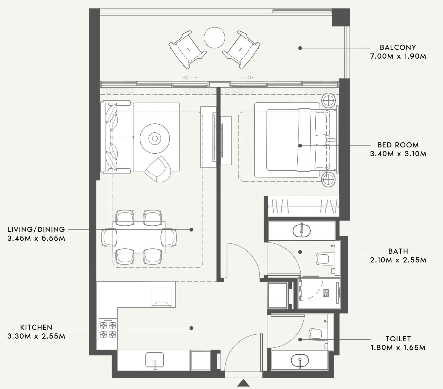 1 bedroom layout