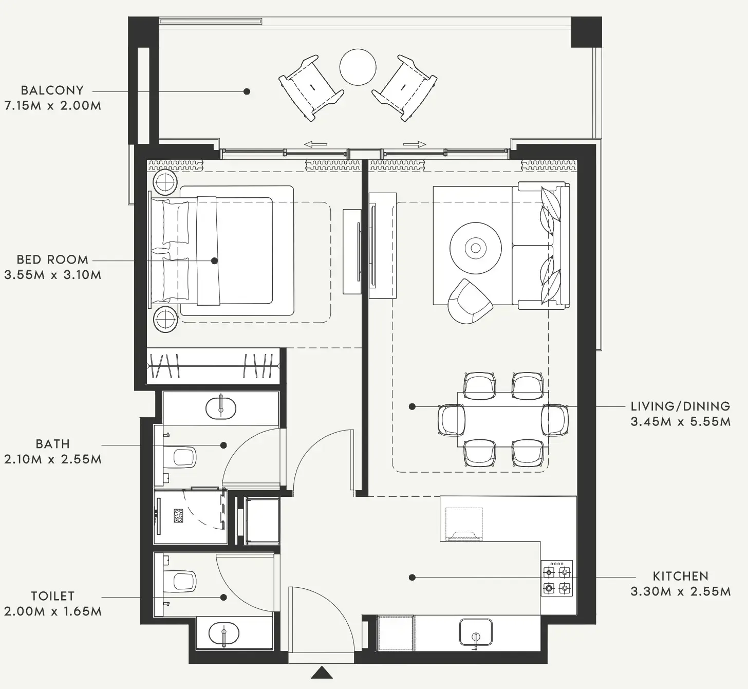 1 bedroom layout