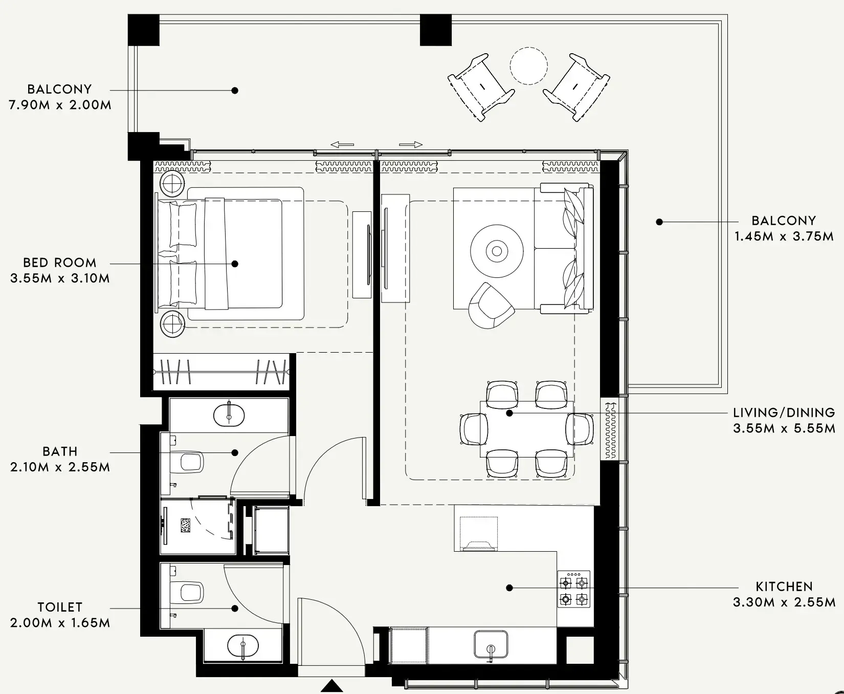 1 bedroom layout