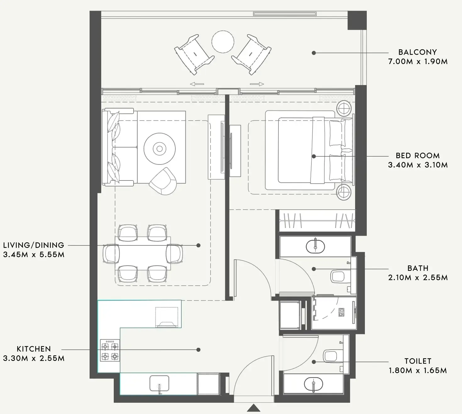 1 bedroom layout