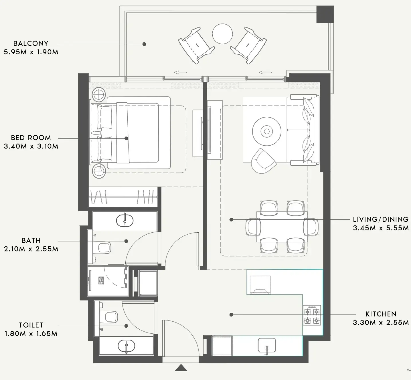 1 bedroom layout