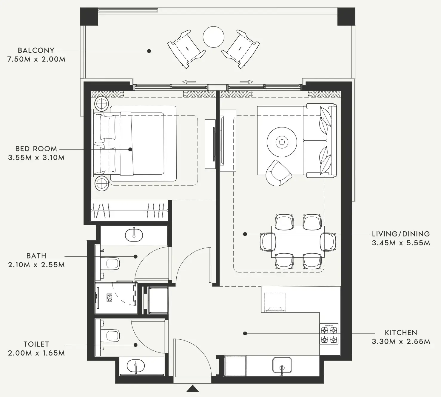 1 bedroom layout