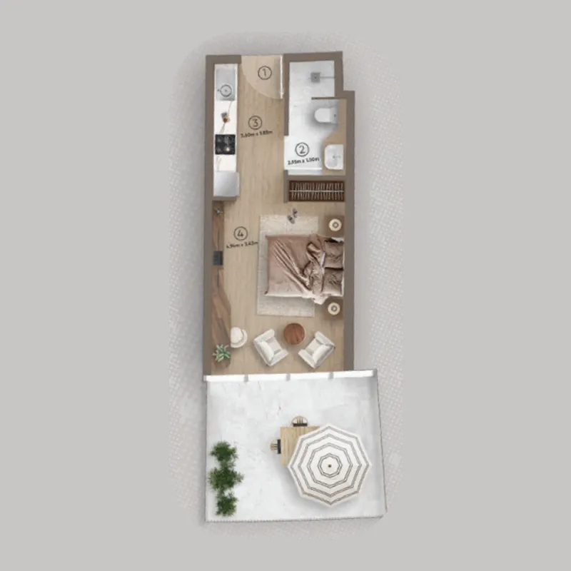 0 bedroom layout