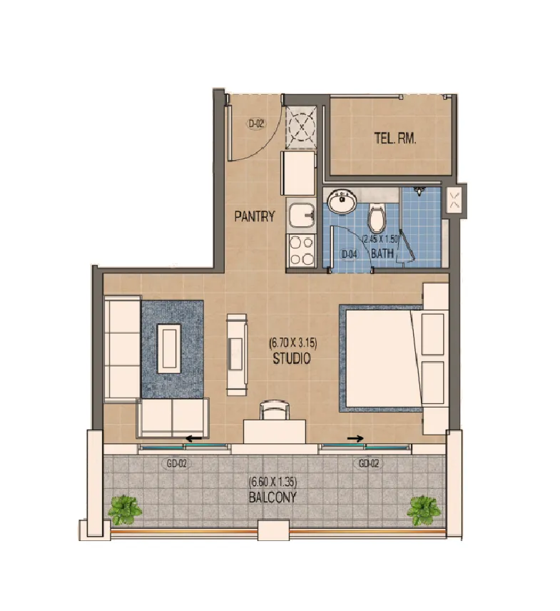 0 bedroom layout