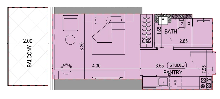 0 bedroom layout