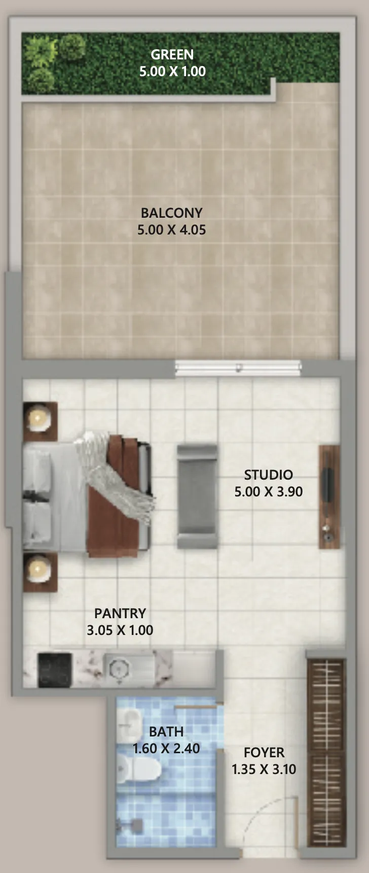 0 bedroom layout