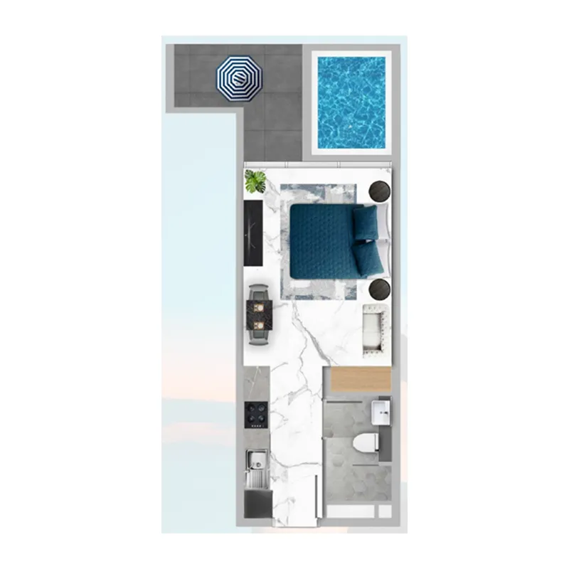 0 bedroom layout