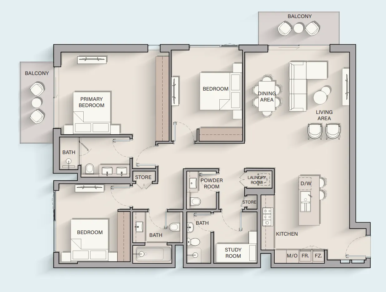 3 bedroom layout