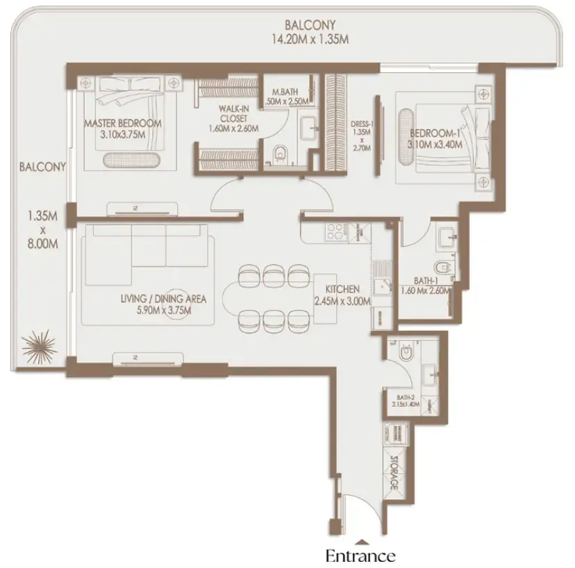 2 bedroom layout