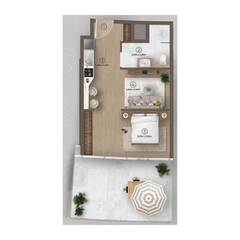 0 bedroom layout